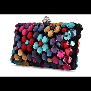 Colorful studded crossbody clutch